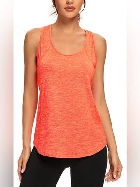 Mesh Racerback Workout Tank Top - Coral (QUCCEFODS)